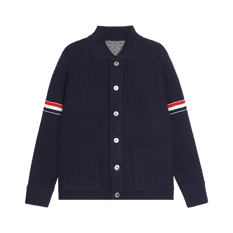 Thom Browne Unisex Herringbone Cardigan Jacket