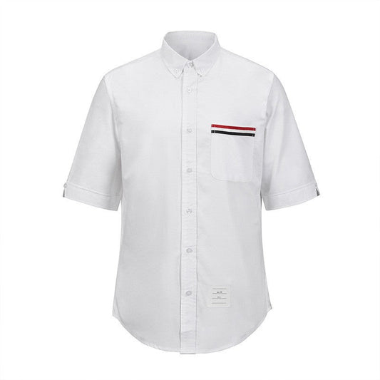 Spring Summer Unisex Pocket Webbing Short Sleeve Shirt