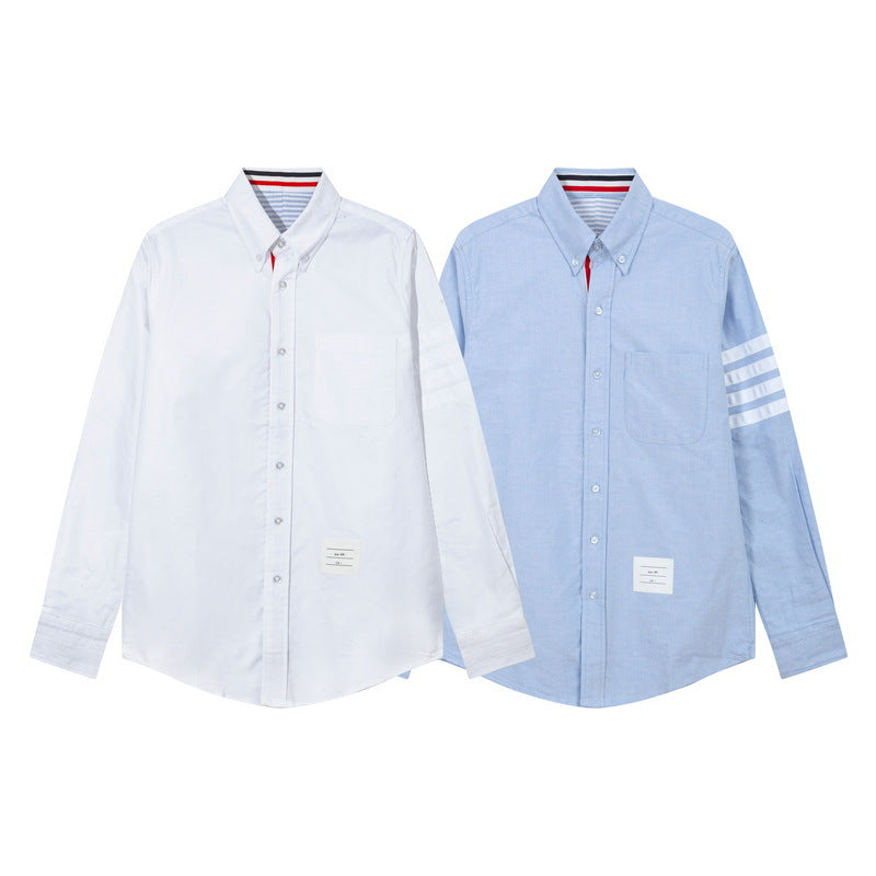 Thom Browne Men's Four-Stripe Inner Placket Shirt