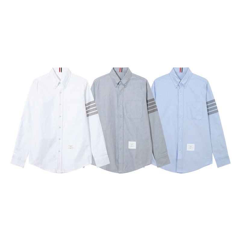 Thom Browne Spring Summer Men's Four-Bar Collar Mid-Ribbon Shirt