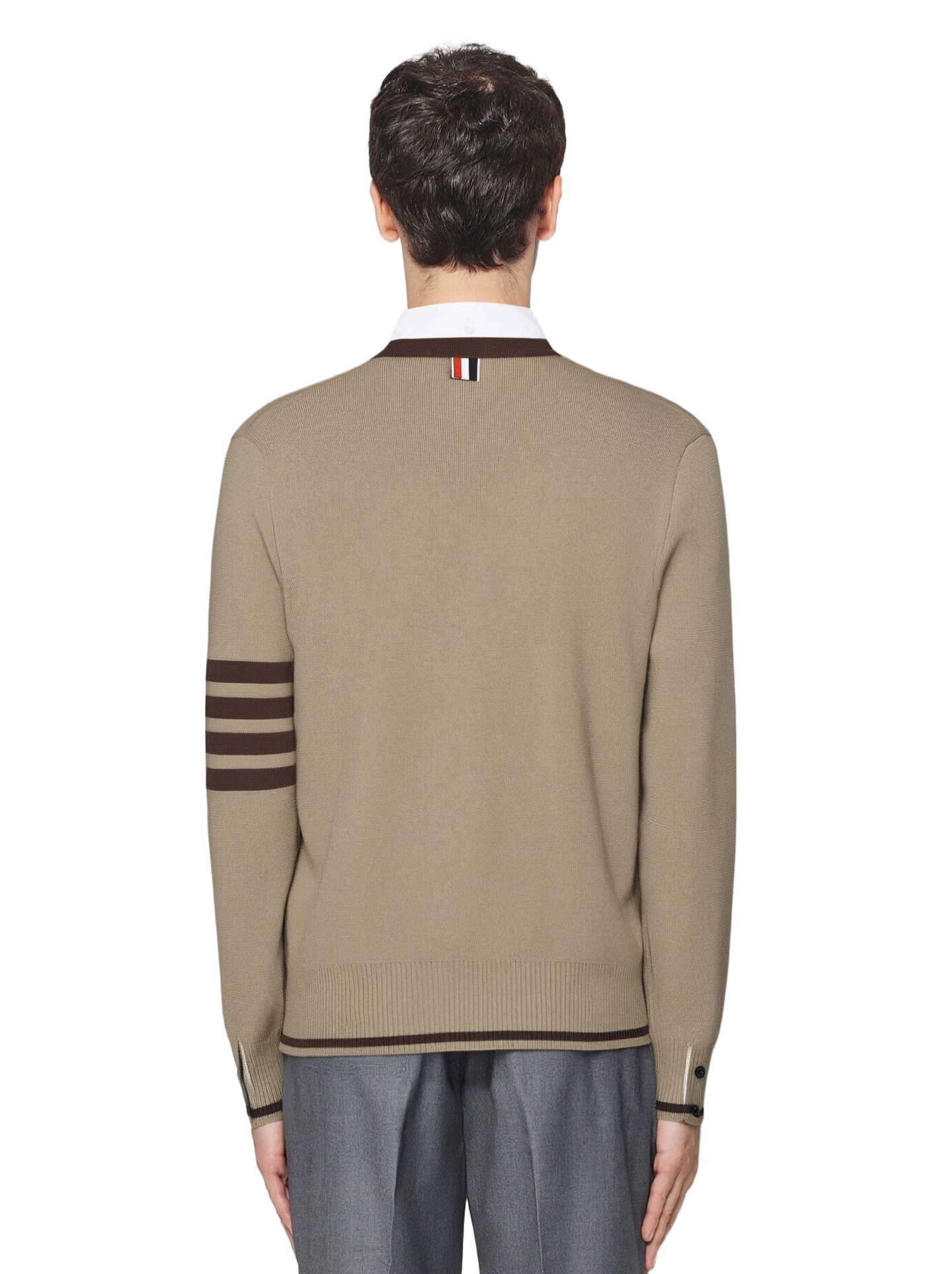 Thom Browne Khaki Colorblock Knit Sweater Jacket
