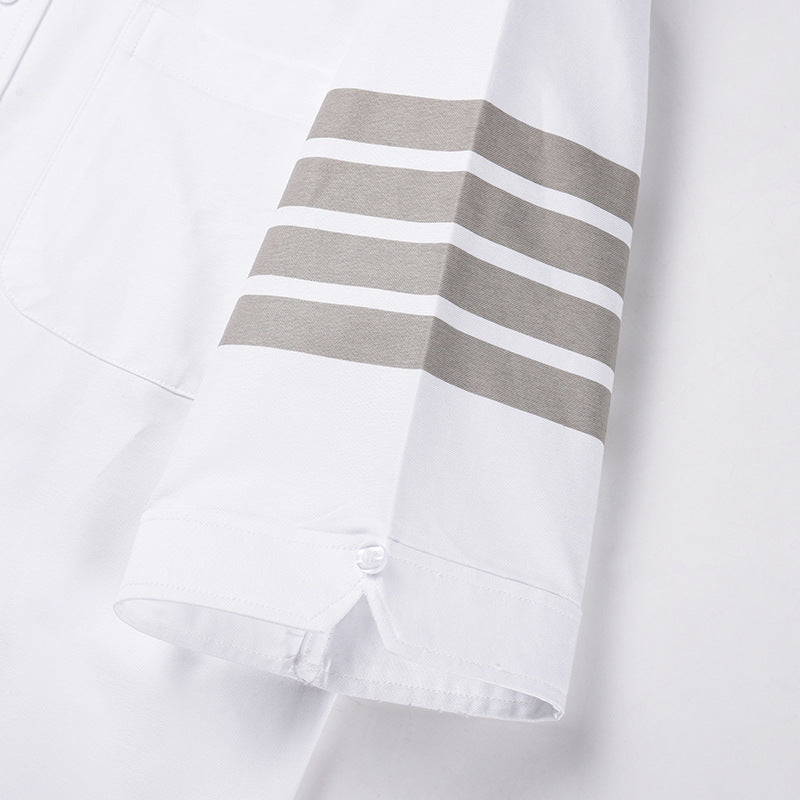 Thom Browne Spring Summer Men's Double Sleeve Striped Short Shirt