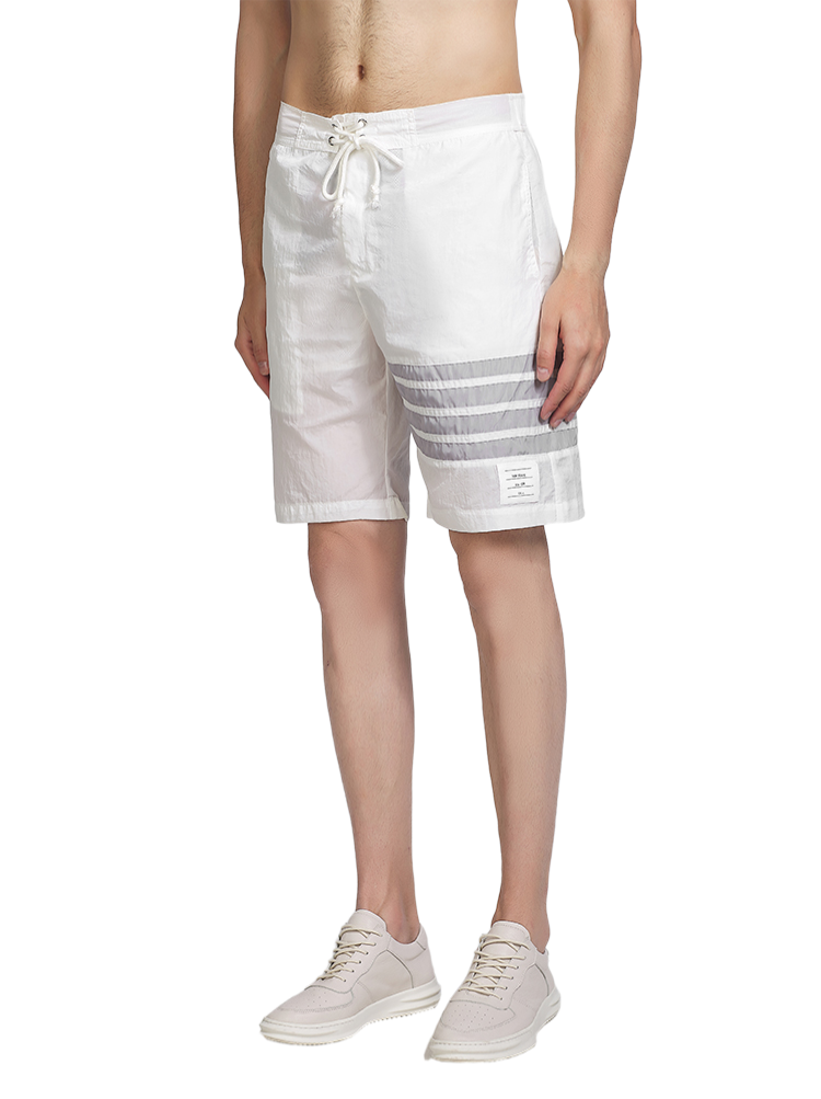 Thom Browne Four-Bar Diagonal Striped Beach Swimming Trunks