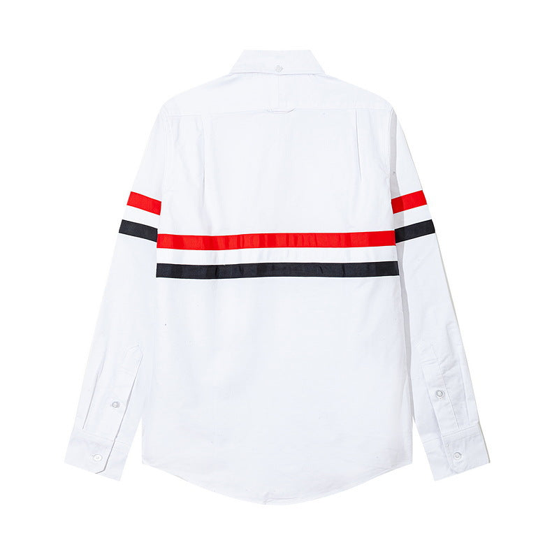 Thom Browne Men's Double Sleeve Patches Contrast Shirt