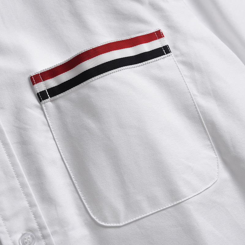 Spring Summer Unisex Pocket Webbing Short Sleeve Shirt