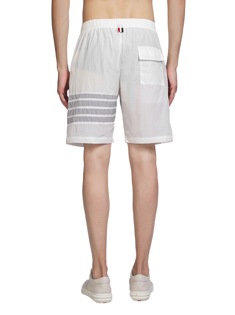 Thom Browne Four-Bar Diagonal Striped Beach Swimming Trunks