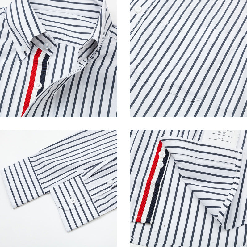 Thom Browne Men's Black and White Striped Shirt