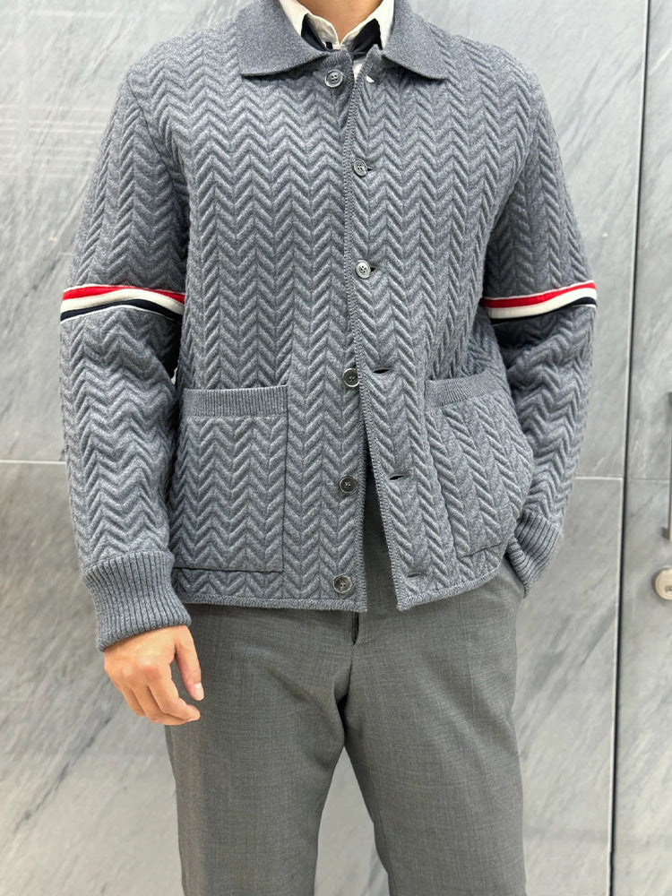 Thom Browne Unisex Herringbone Cardigan Jacket