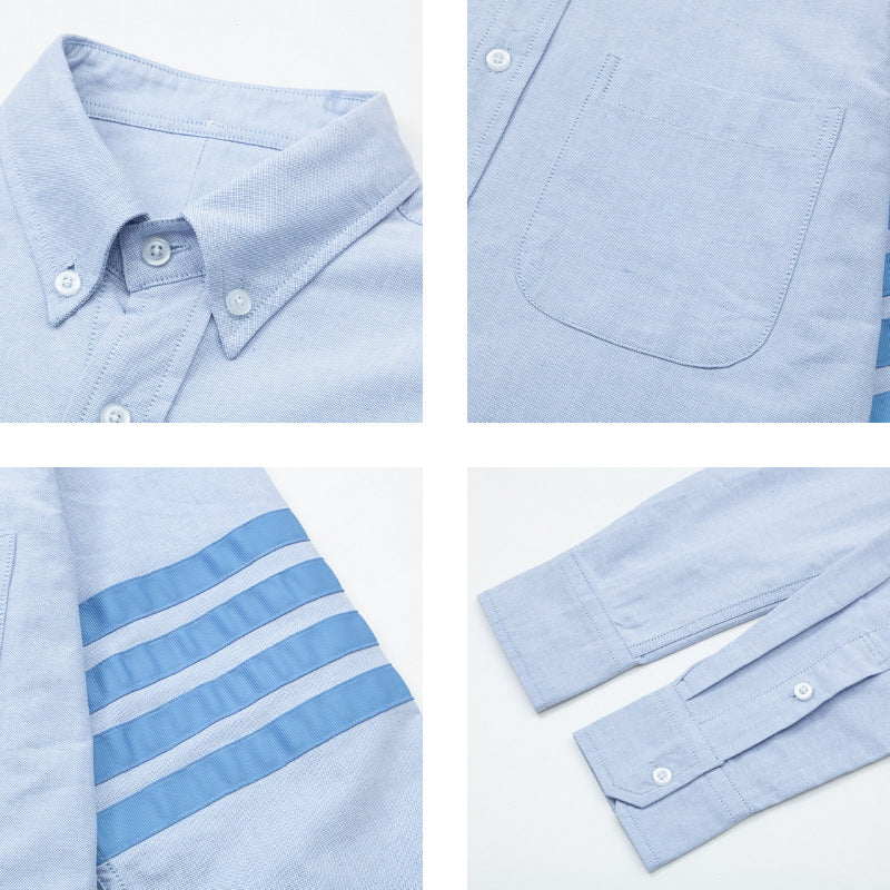 Thom Browne Spring Summer Men's Blue Ribbon Four Stripes Shirt