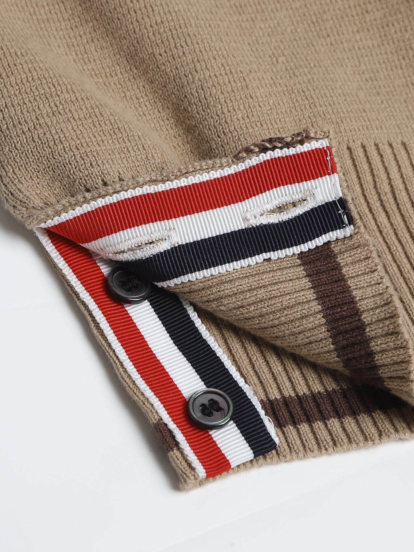 Thom Browne Khaki Colorblock Knit Sweater Jacket
