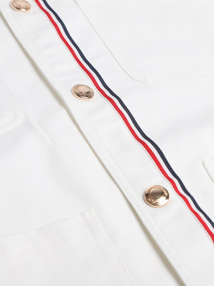 Thom Browne Men's gold button outer placket coat