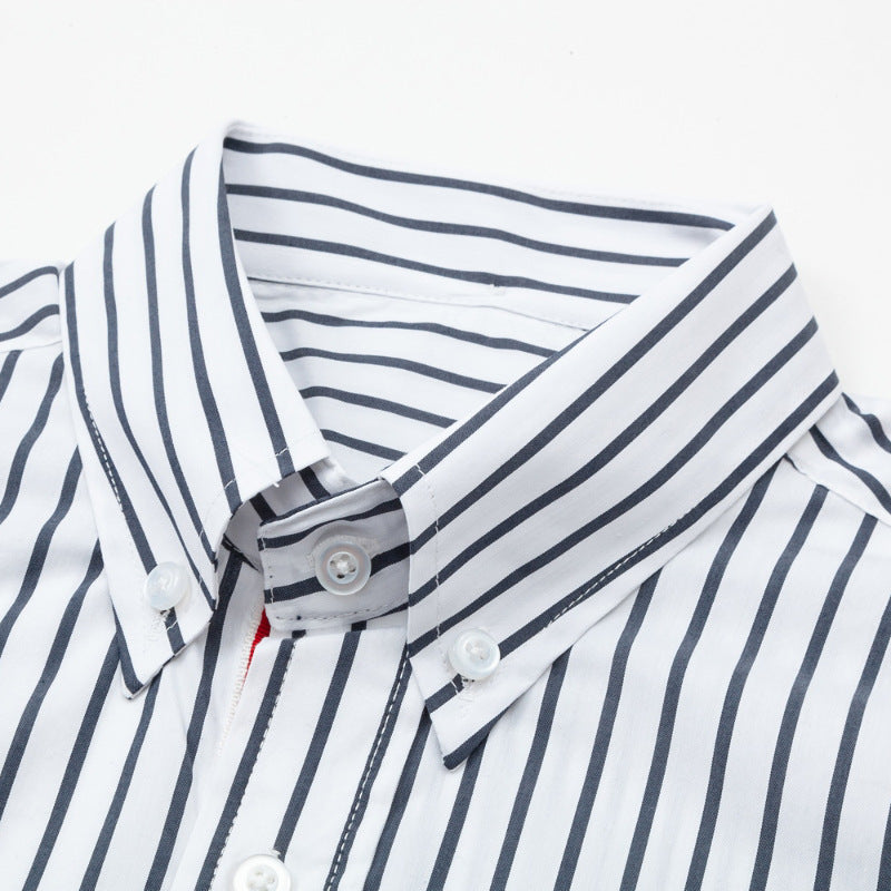 Thom Browne Men's Black and White Striped Shirt