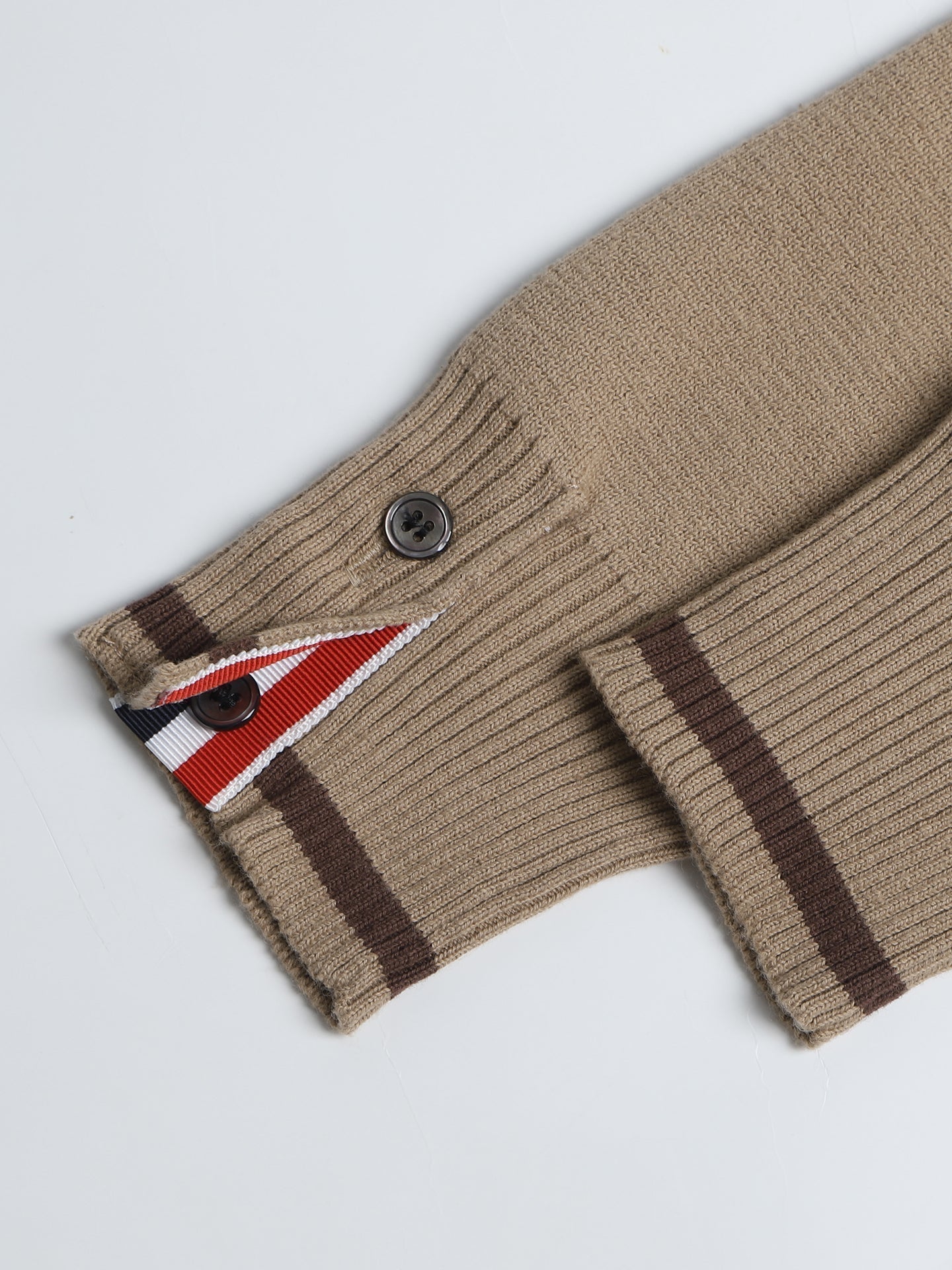 Thom Browne Khaki Colorblock Knit Sweater Jacket