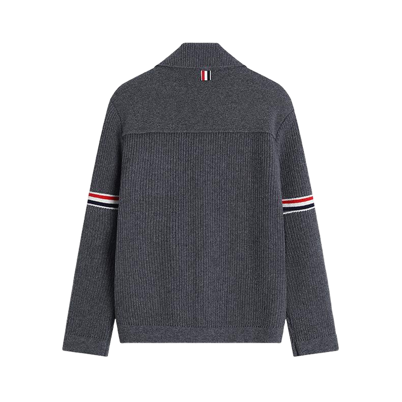 Thom Browne Men's double sleeve striped wool coat