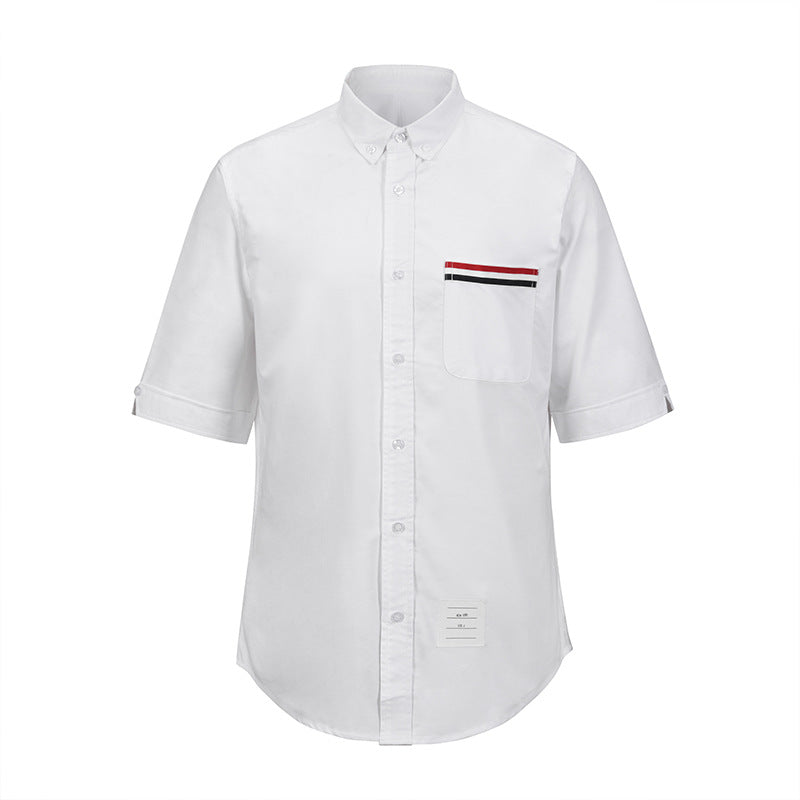 Spring Summer Unisex Pocket Webbing Short Sleeve Shirt