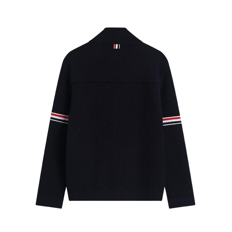 Thom Browne Men's double sleeve striped wool coat