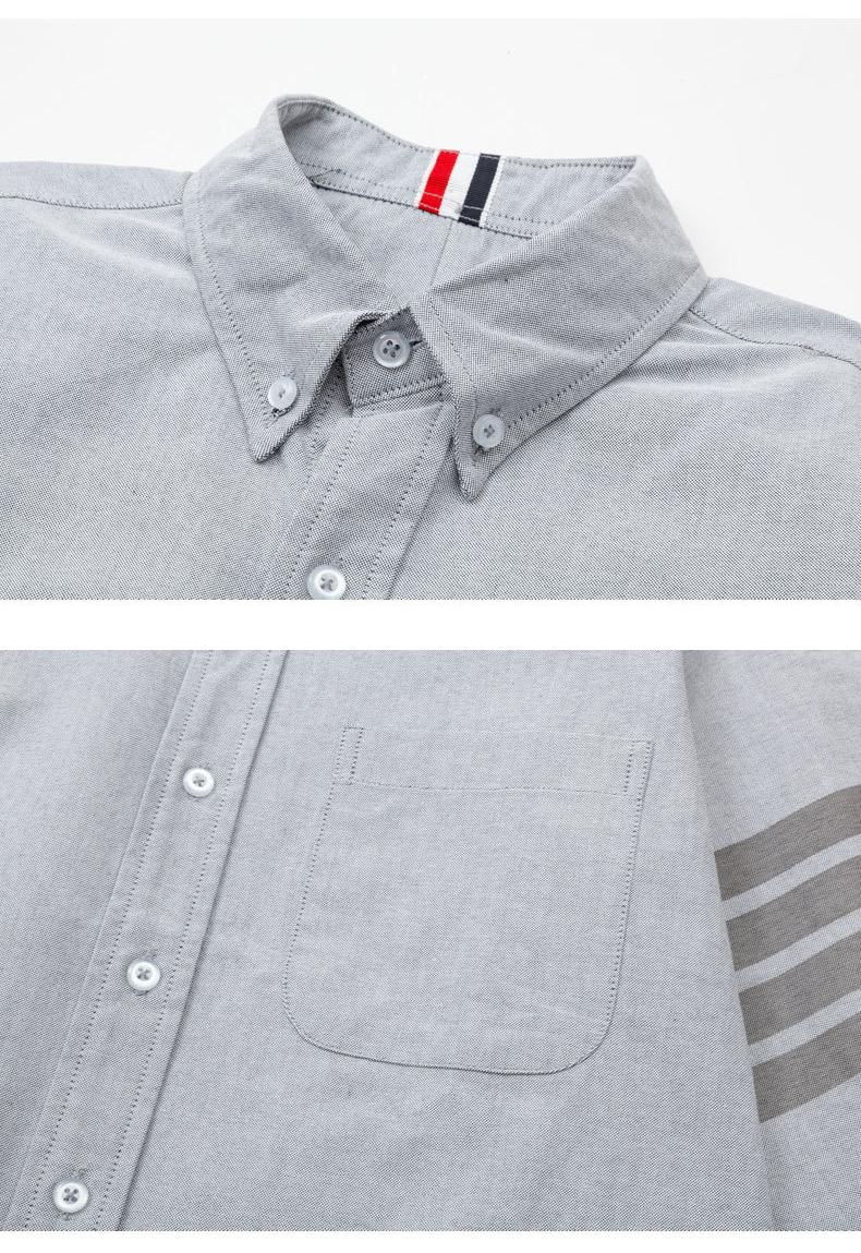 Thom Browne Spring Summer Men's Four-Bar Collar Mid-Ribbon Shirt