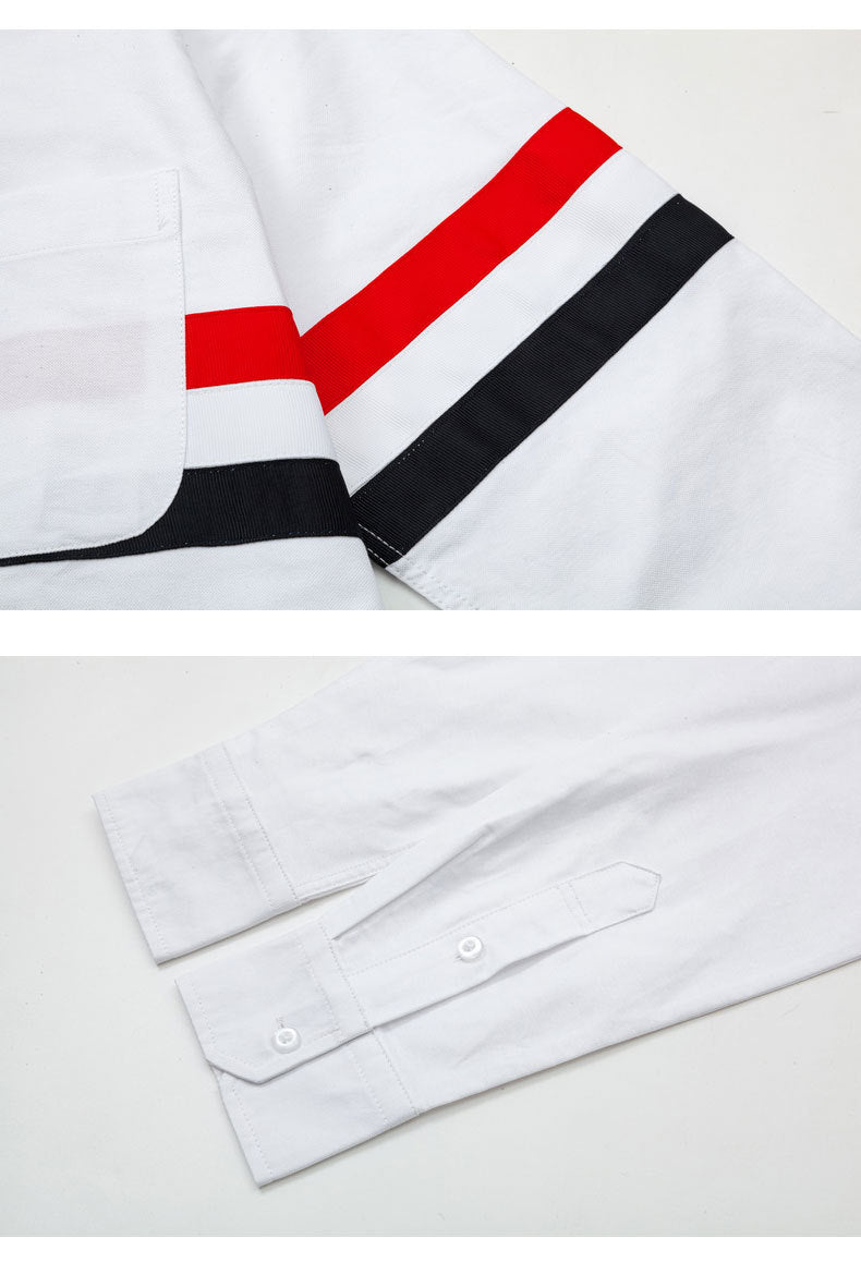 Thom Browne Men's Double Sleeve Patches Contrast Shirt