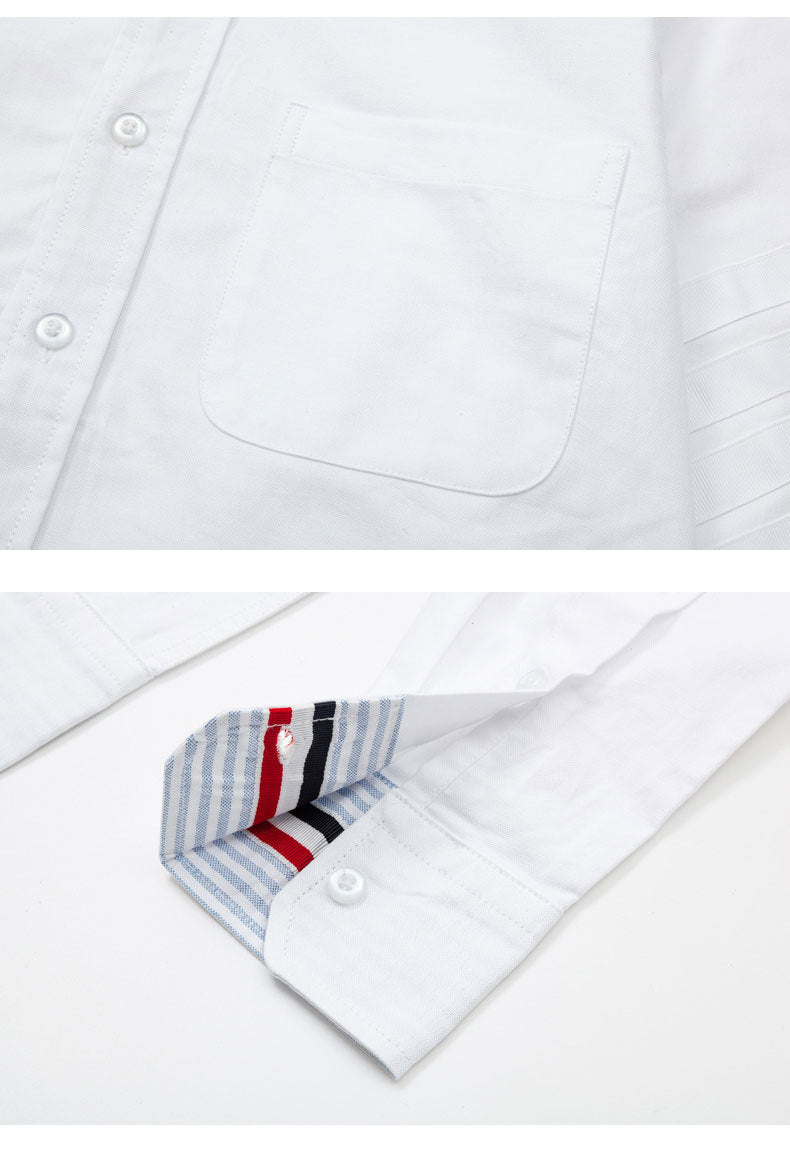 Thom Browne Men's Four-Stripe Inner Placket Shirt