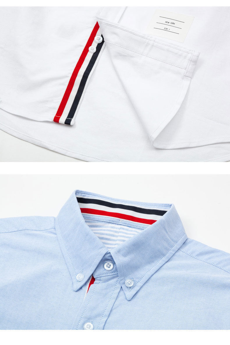Thom Browne Men's Four-Stripe Inner Placket Shirt