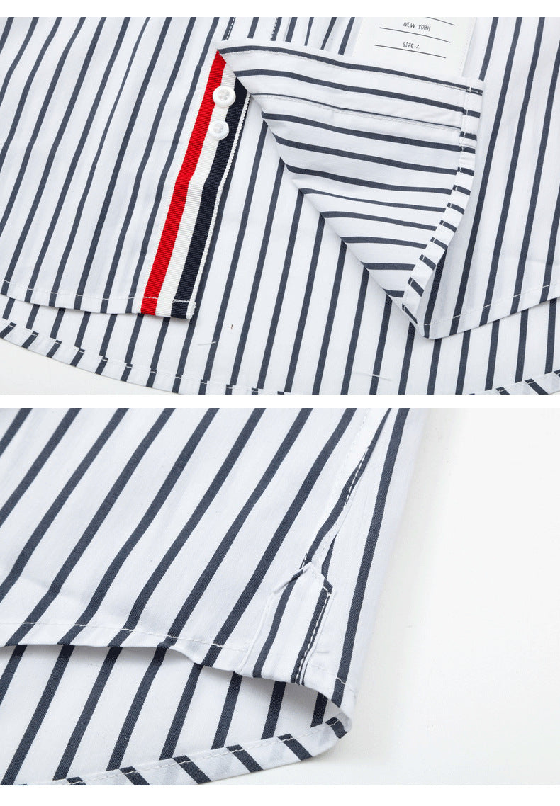 Thom Browne Men's Black and White Striped Shirt