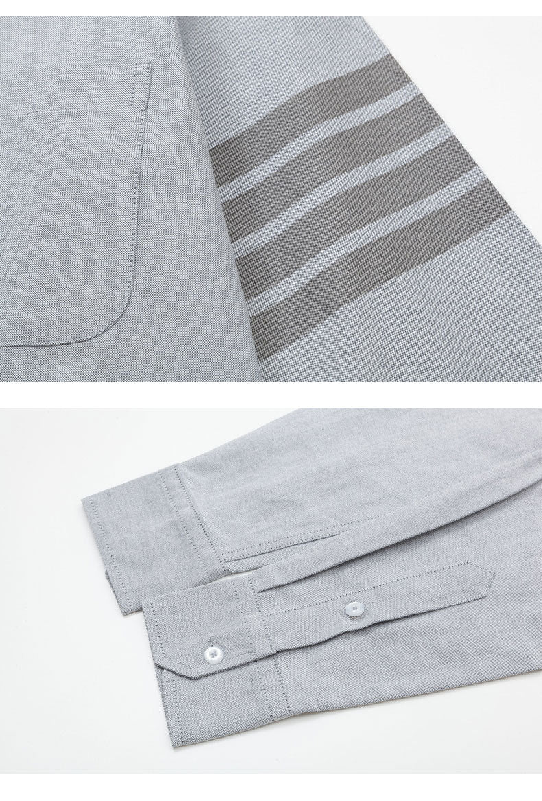 Thom Browne Spring Summer Men's Four-Bar Collar Mid-Ribbon Shirt