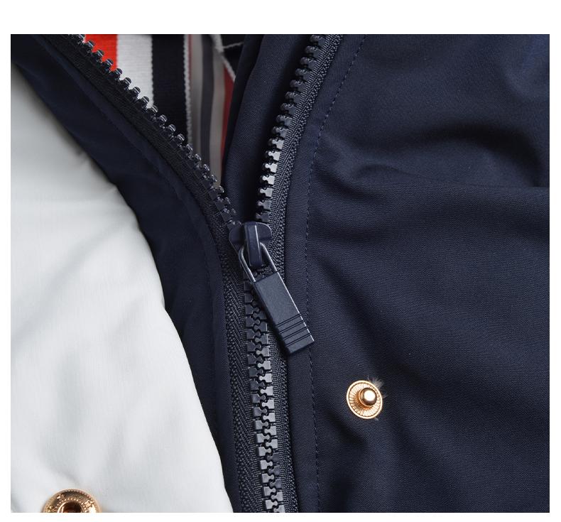 Thom Browne Unisex long coat with hood and white placket