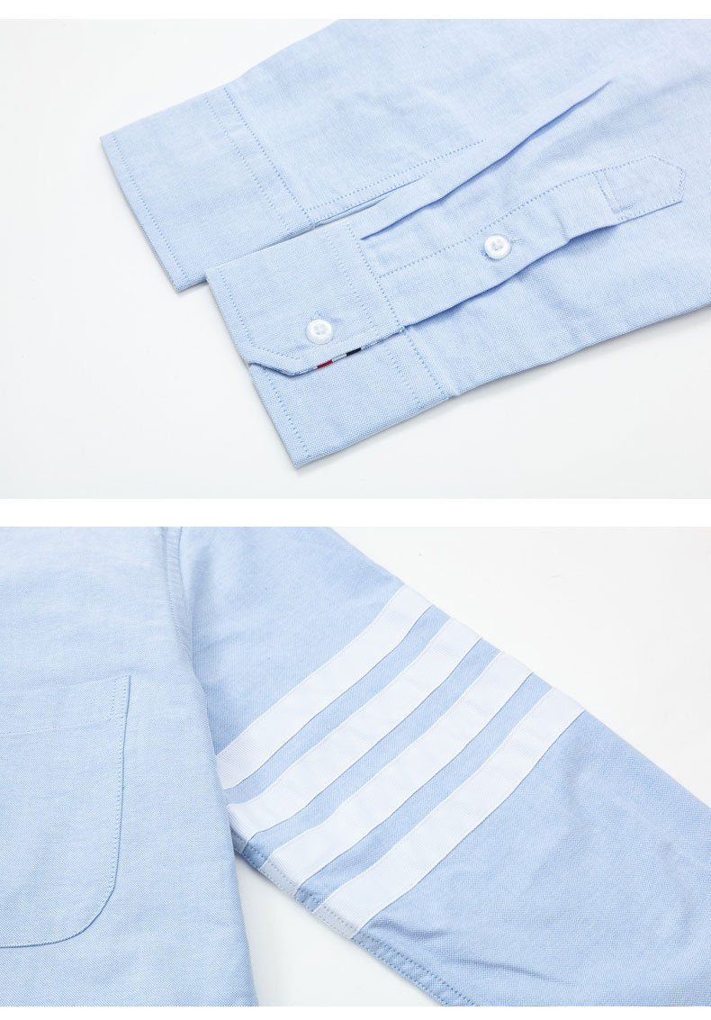Thom Browne Men's Four-Stripe Inner Placket Shirt