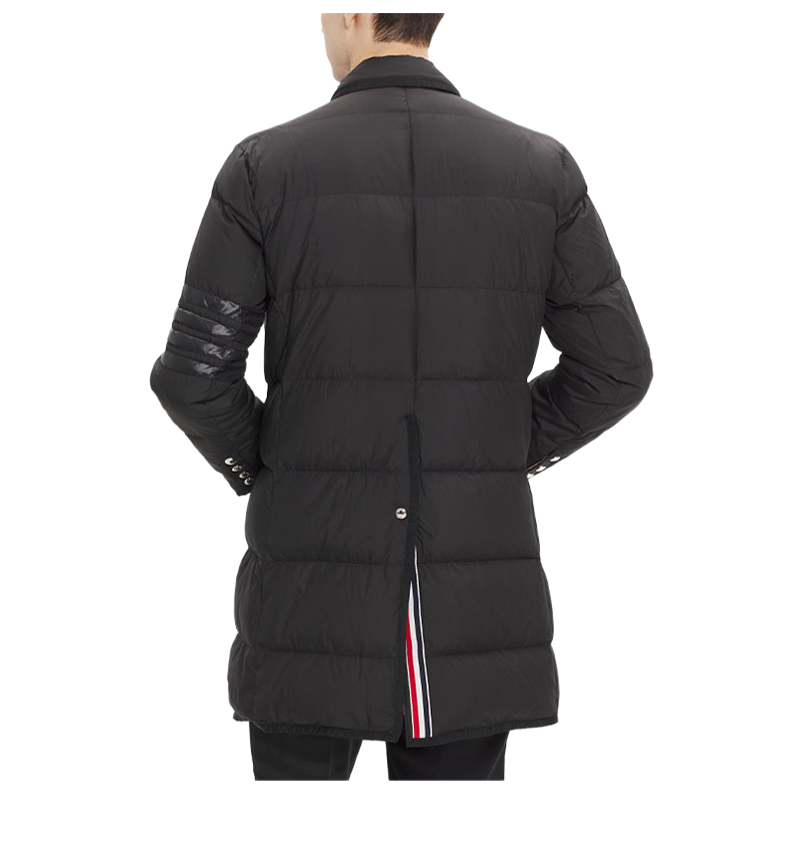 Thom Browne Classic 4-Strip Lapel Midi Down Jacket