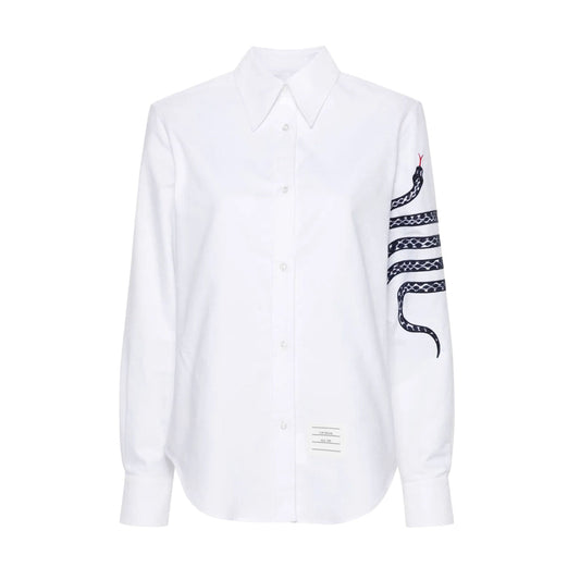 Thom Browne Snake Embroidered Denim Shirt