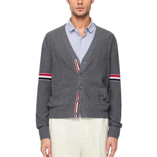 Thom Browne Premium Zip-Up Hooded Knit Sweater Coat