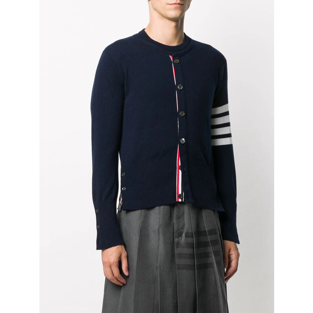 Thom Browne Classic Round Neck Cotton Cardigan