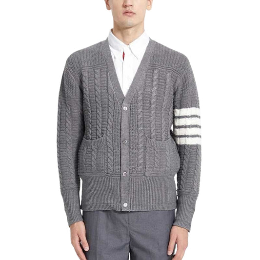 Thom Browne 2025 Spring Summer Slim Fit V-Neck Cardigan Sweater