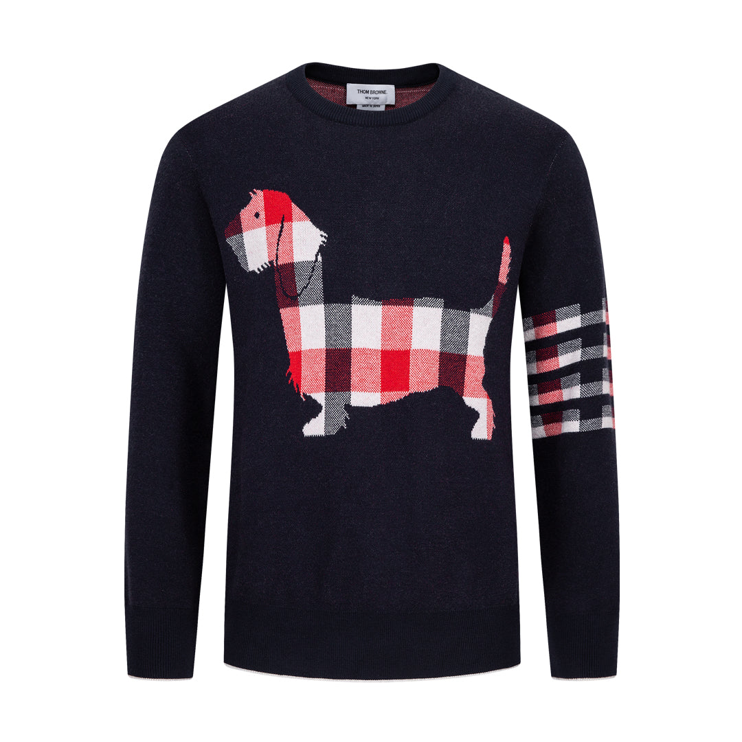 Thom Browne Puppy Embroidered Cotton Cardigan Sweater
