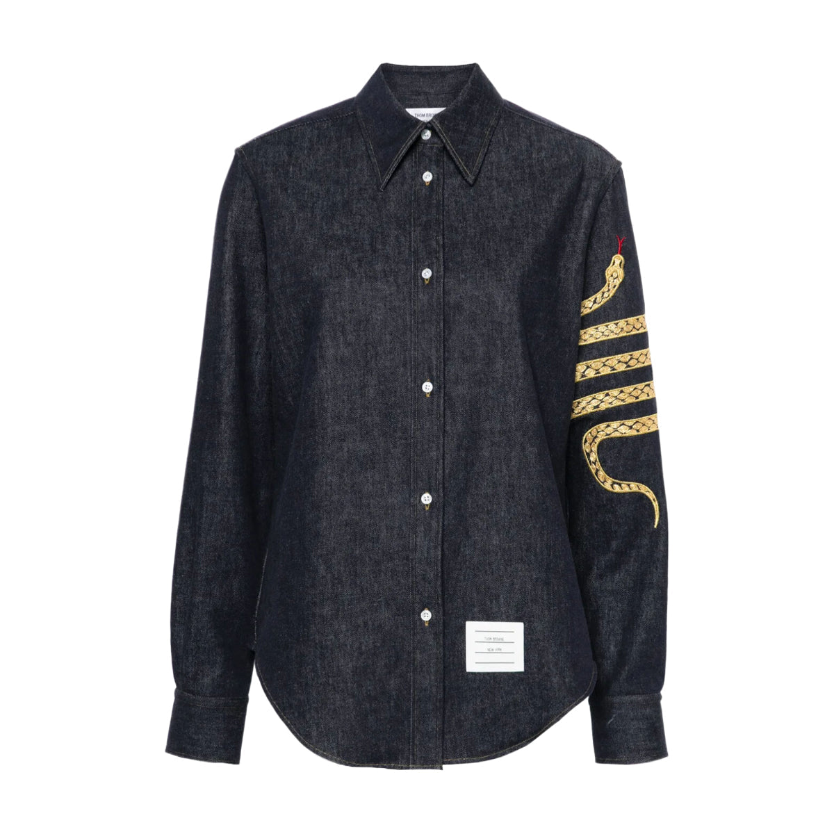 Thom Browne 2025 Spring Summer Snake Embroidered Denim Shirt
