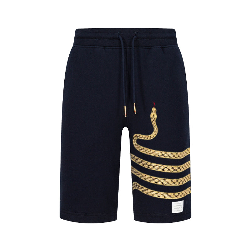 Thom Browne 4-Bar Snake Print Shorts