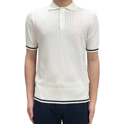 Four-Bar Knitted Polo Shirt