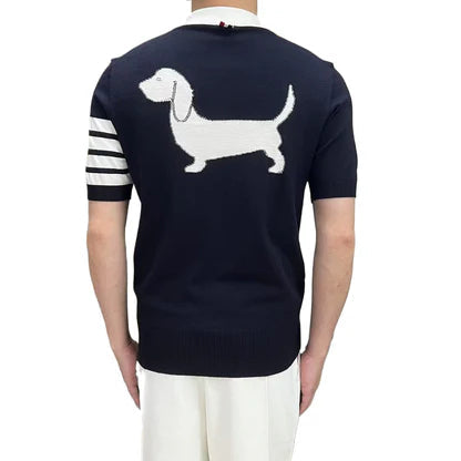 Four-Bar Knitted Polo Shirt