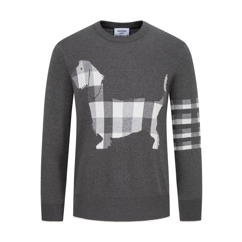Thom Browne Puppy Embroidered Cotton Cardigan Sweater