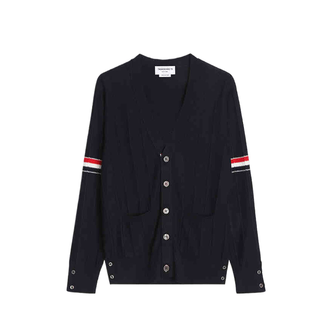 Thom Browne Premium Zip-Up Hooded Knit Sweater Coat