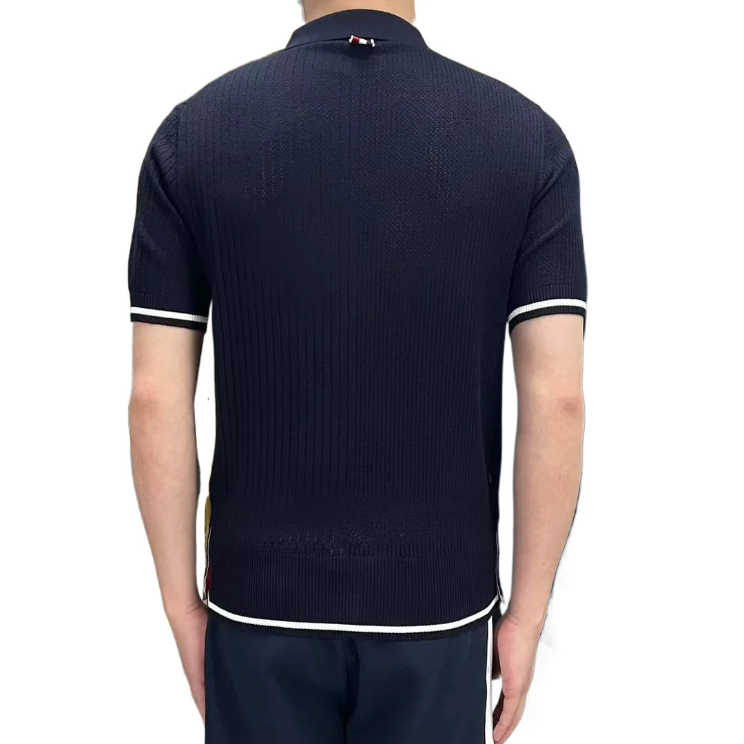 Four-Bar Knitted Polo Shirt
