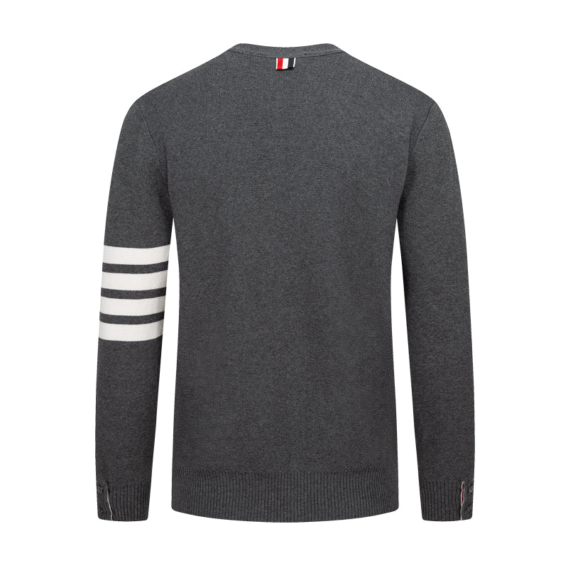 Classic Four-Bar Stripe Cardigan - Japanese Cotton Knit