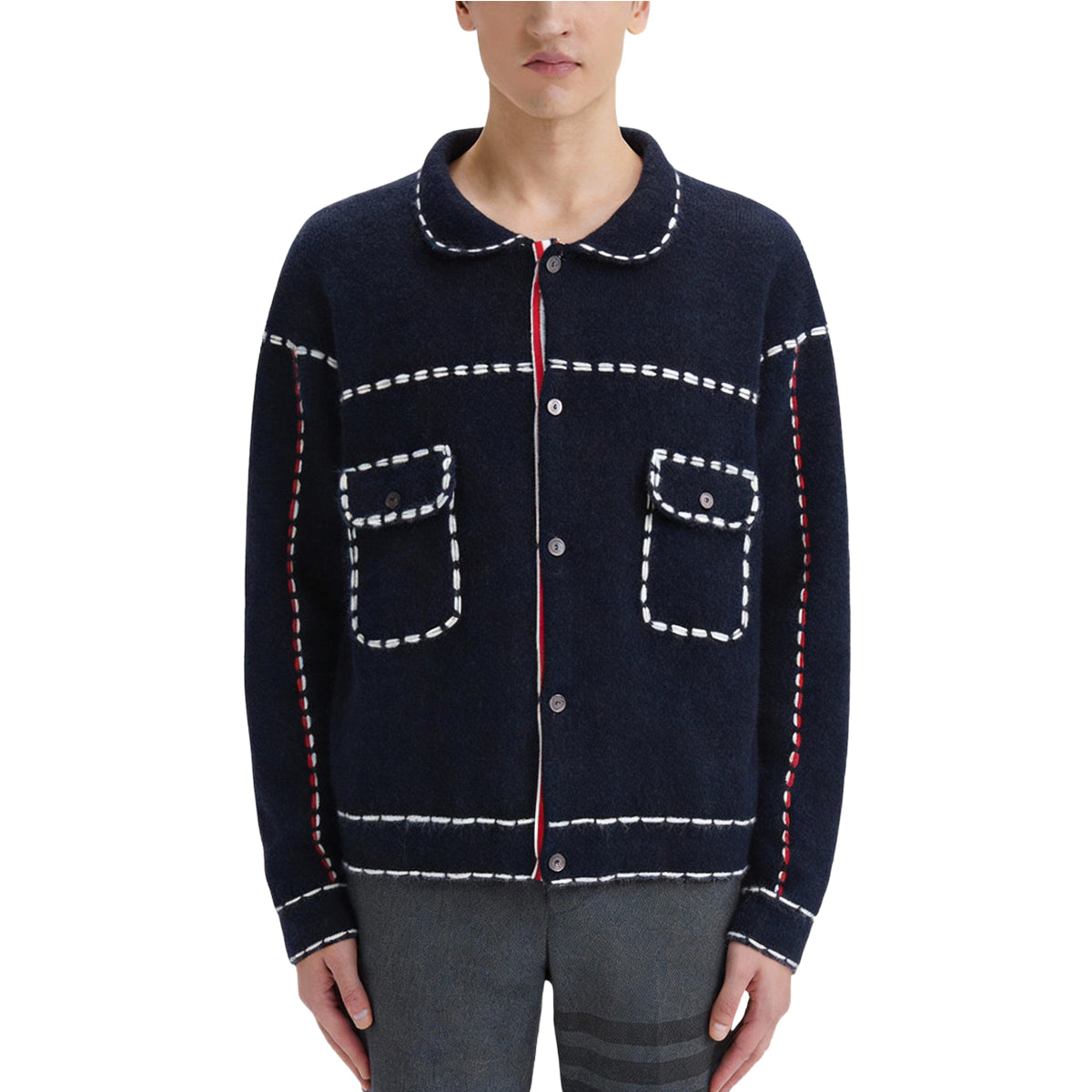 Thom Browne Men's Four-Bar Wool Coat