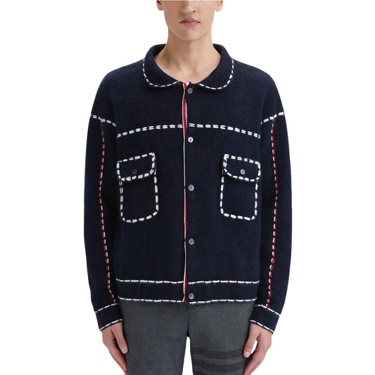 Thom Browne Men's Four-Bar Wool Coat