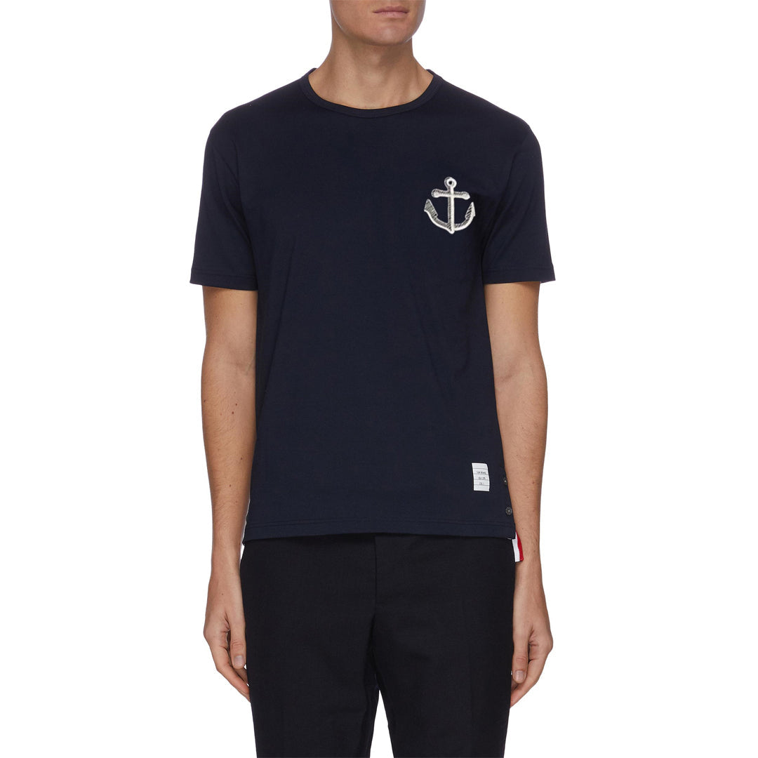 Thom Browne Anchor Embroidered Cotton T-Shirt