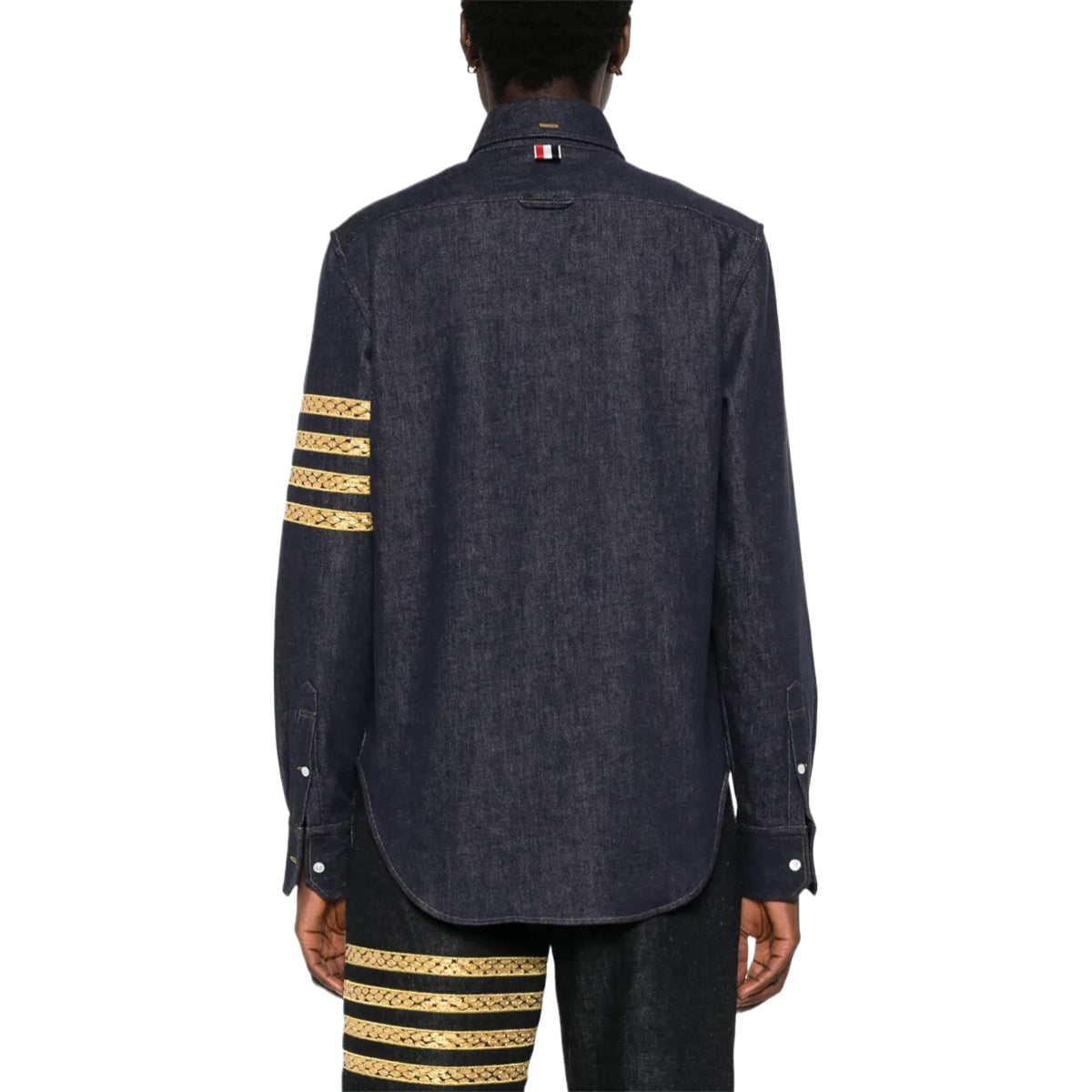 Thom Browne 2025 Spring Summer Snake Embroidered Denim Shirt