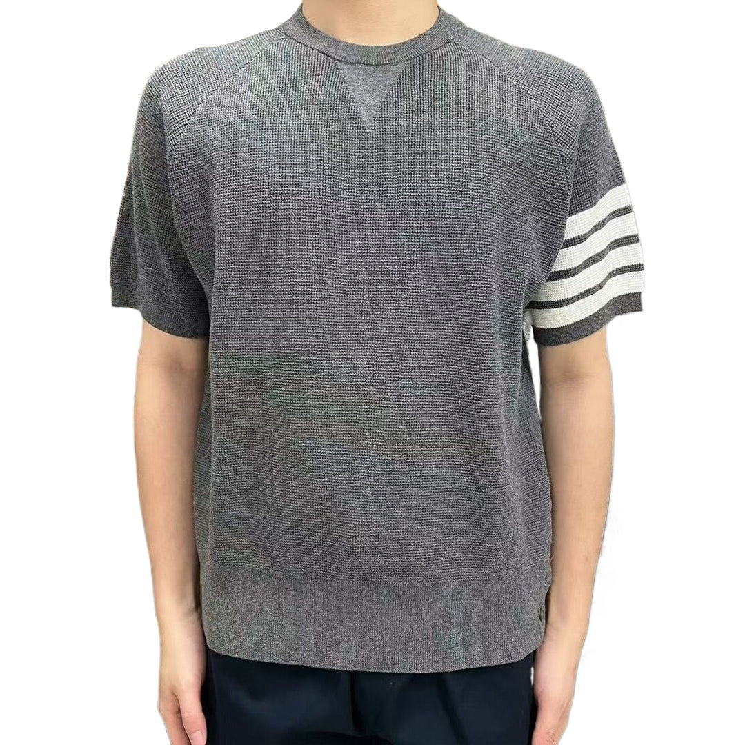 Thom Browne Triangle Embroidered Cotton Crew Neck T-Shirt