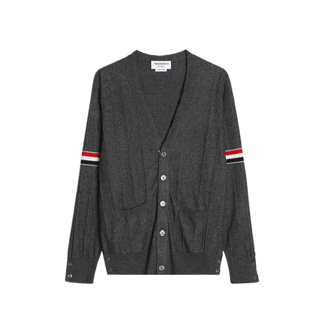 Thom Browne Premium Zip-Up Hooded Knit Sweater Coat