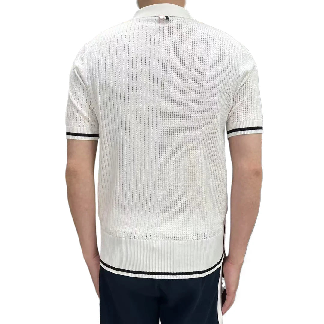 Four-Bar Knitted Polo Shirt