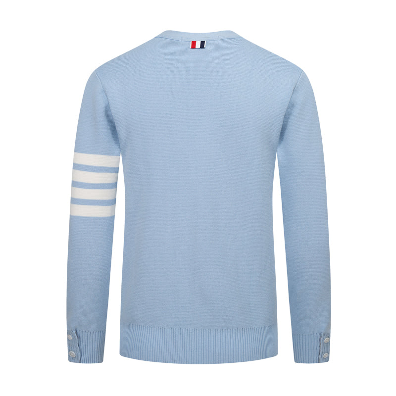 Classic Four-Bar Stripe Cardigan - Japanese Cotton Knit